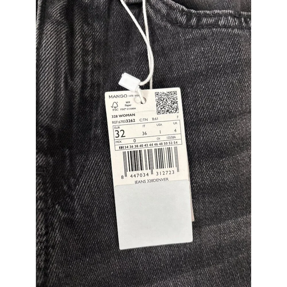 Mango Womens Wide-Leg High-Waist Full-Length Black Denim Jeans, new without tags - Picture 4 of 6